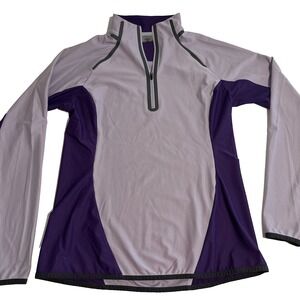 Second Skin Women Large Light Purple/Dark Purple 1/4 Zip Pullover EUC Soft‎